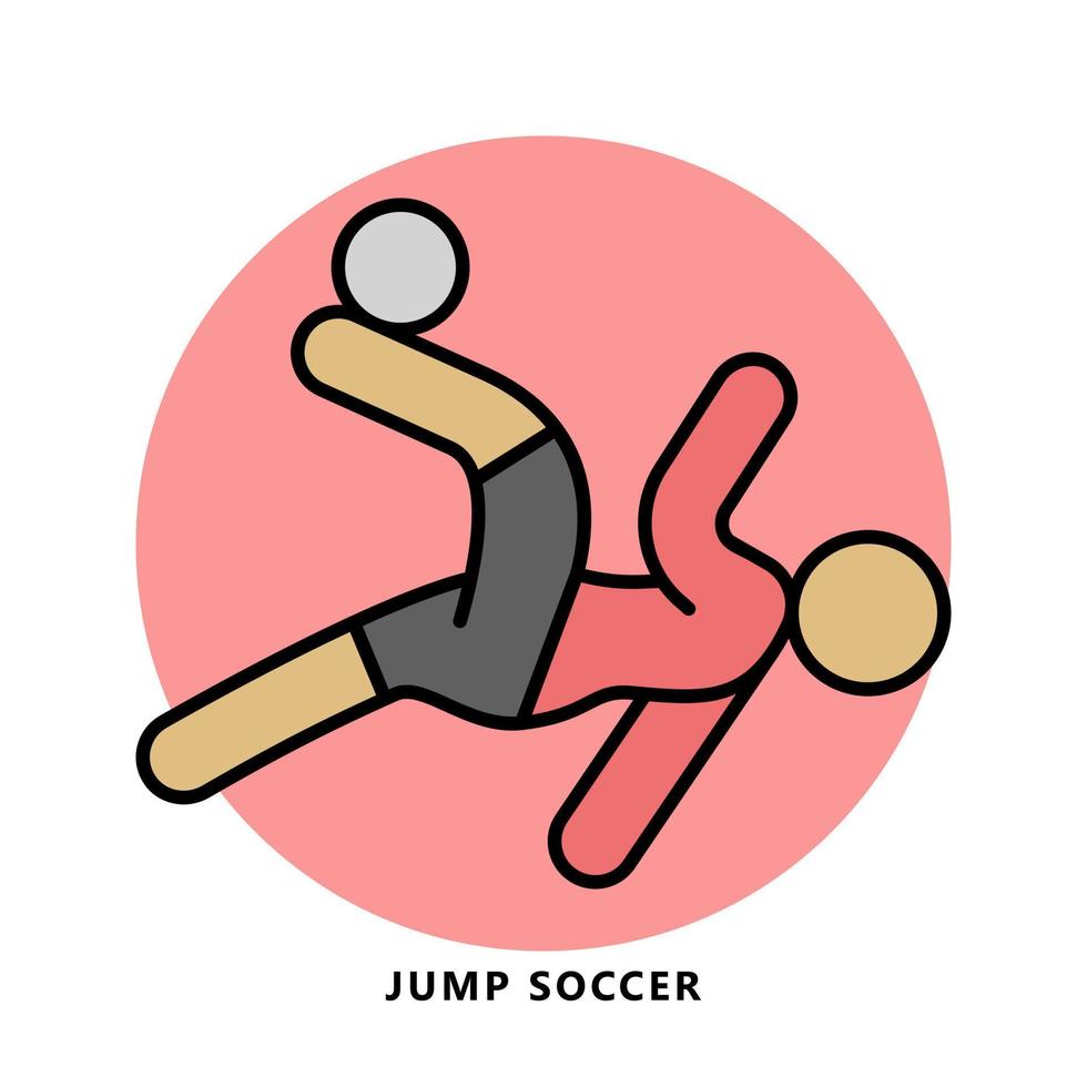 símbolo de icono de fútbol de salto. Ilustración de vector de deporte de salto