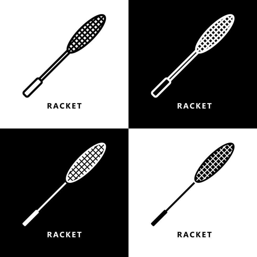 Racket Icon Cartoon. Badminton Sport Symbol Vector Logo