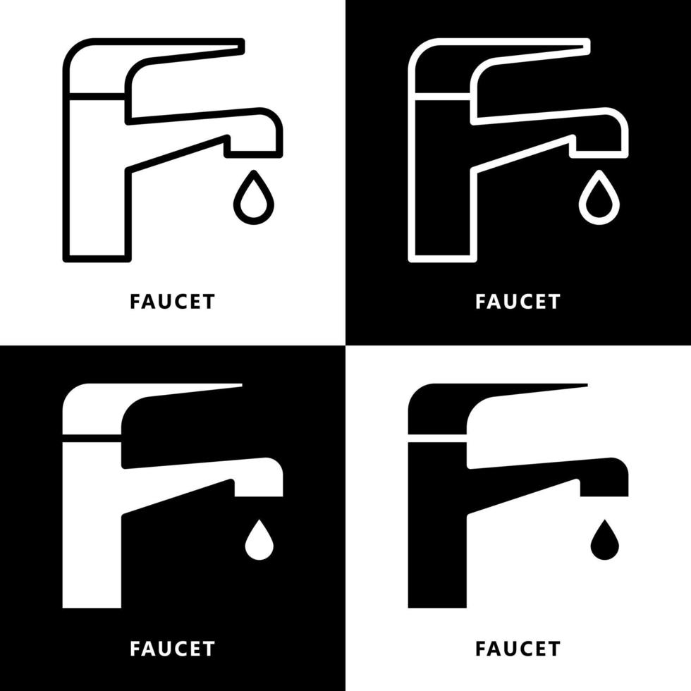 Faucet Icon Cartoon. Tap Water Symbol Vector Logo