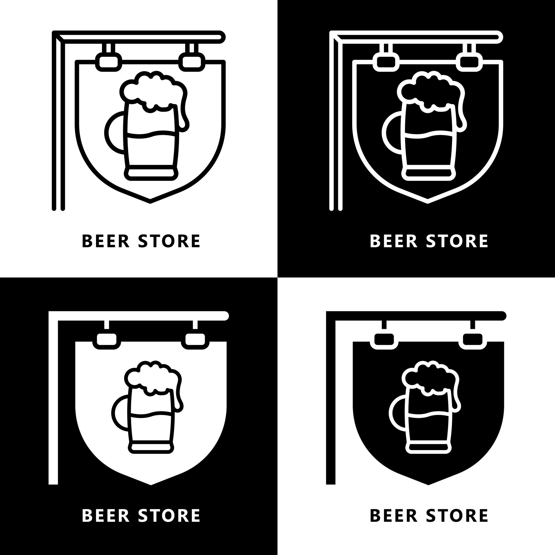 Beer Shop Icon Cartoon. Bar and Store Symbol Vector Logo 12190581