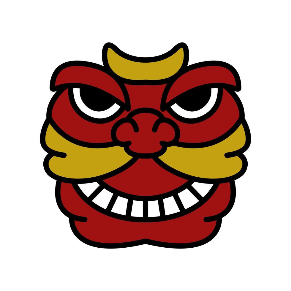 Lion Dance Icon Symbol Illustration. Chinese Mascot Logo Vector
