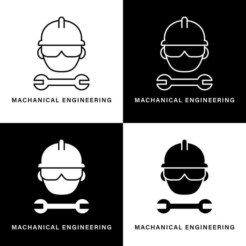 Engineering Icon Cartoon. Construction Worker Symbol Vector Logo