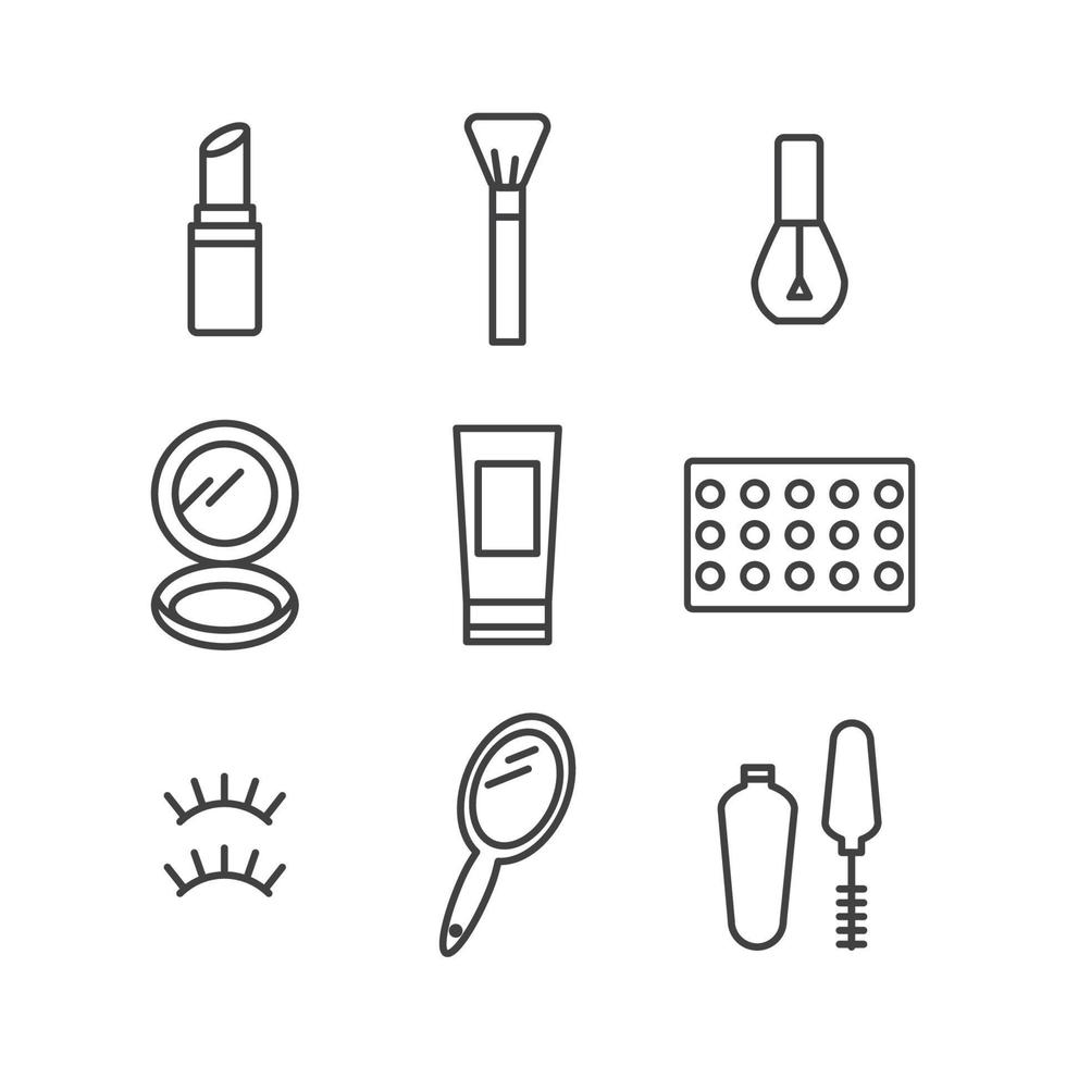 iconos de maquillaje negro vector