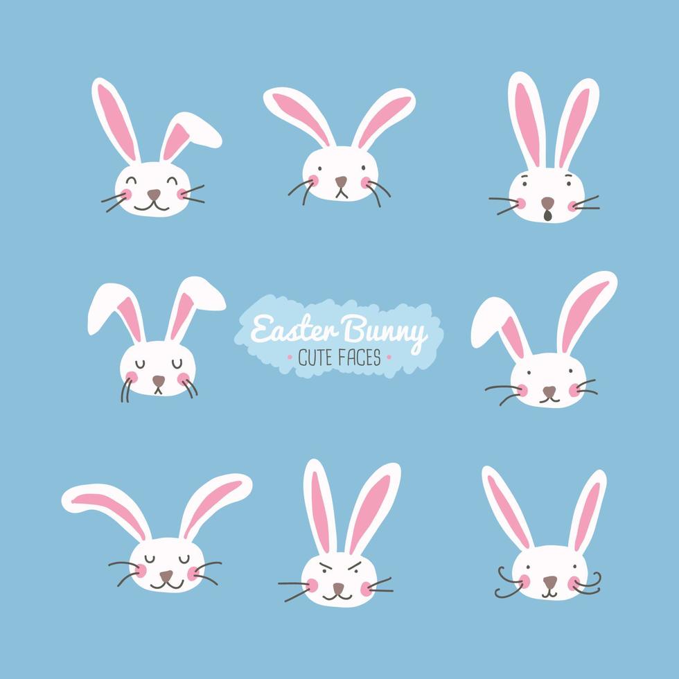 caras de conejo de pascua vector