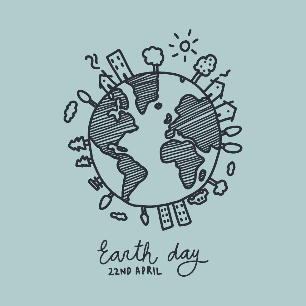 Doodled Earth Illustration vector