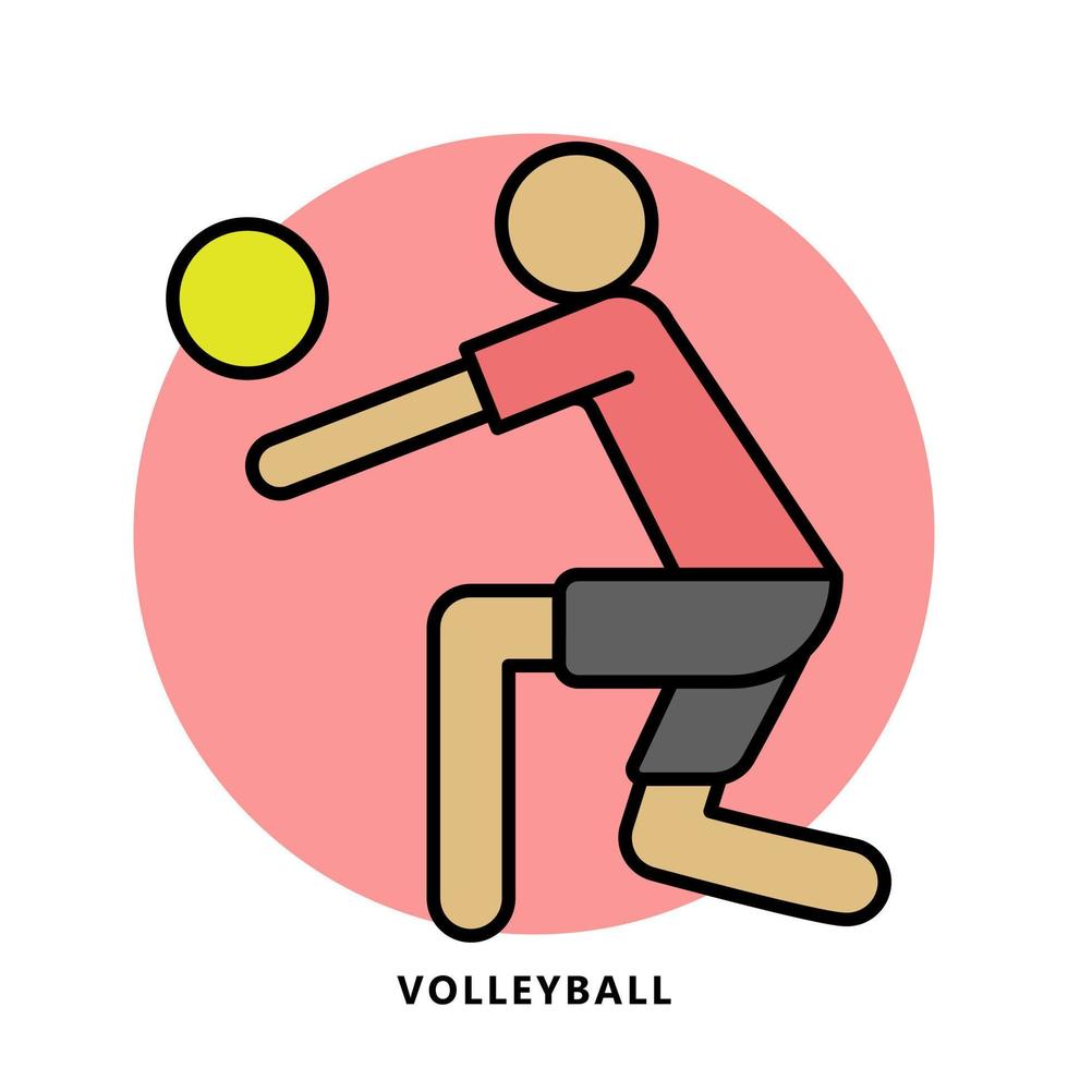 símbolo de icono de deporte de voleibol. Ilustración de vector de jugador de voleibol