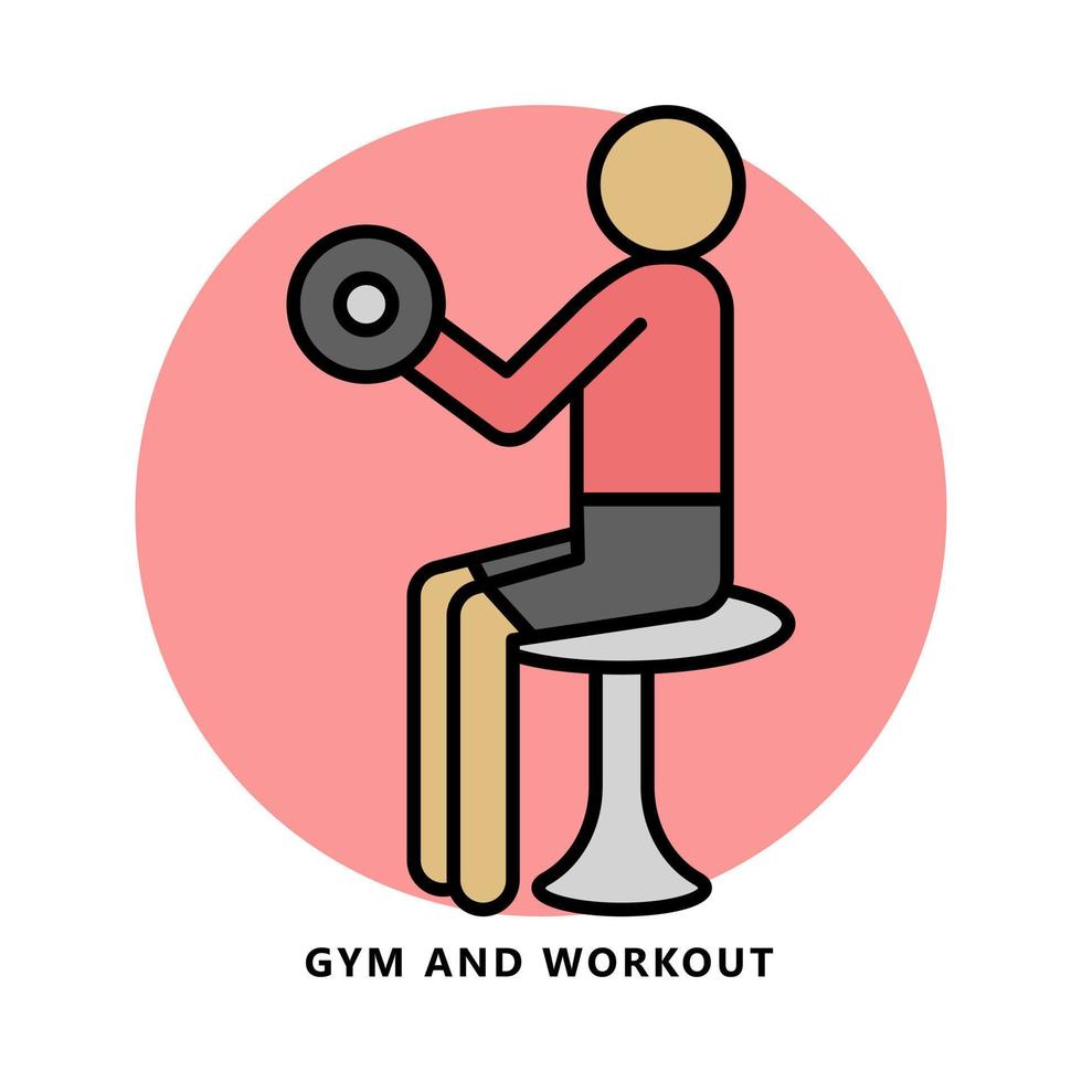 Gym and Workout Icon Symbol. Bodybuilding Sport Vector Illustration