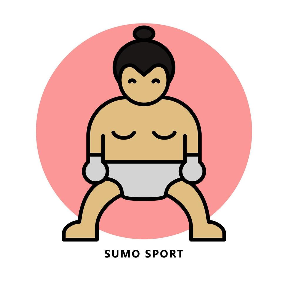 Sumo Sport Icon Symbol. Wrestler Training Logo Vector Illustration
