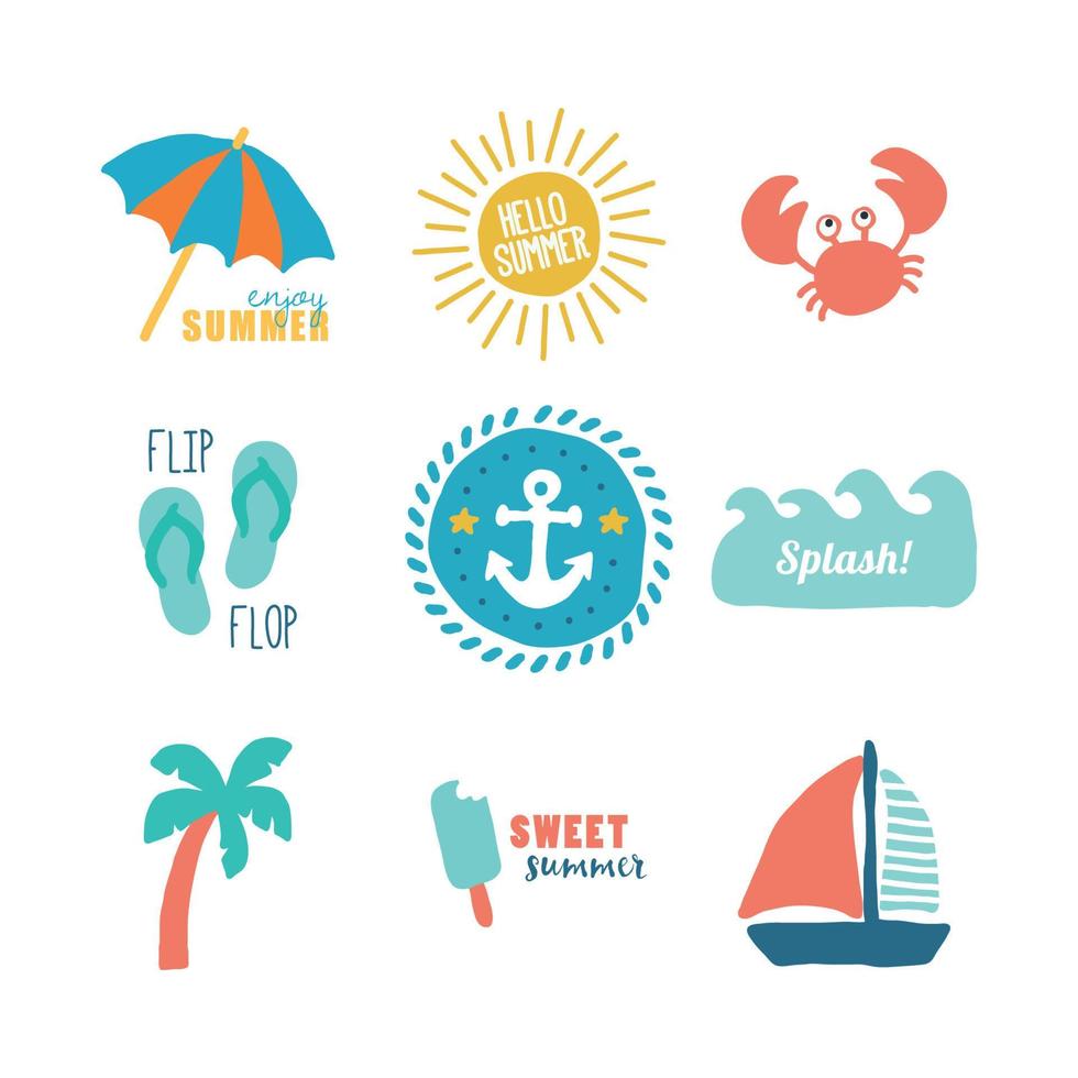 Summer Colorful Stickers vector