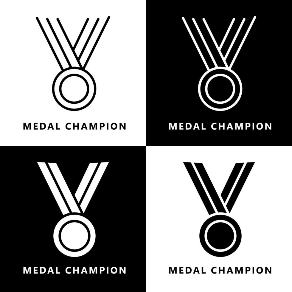 Medal Champion Icon Cartoon. Winner Symbol Vector Logo