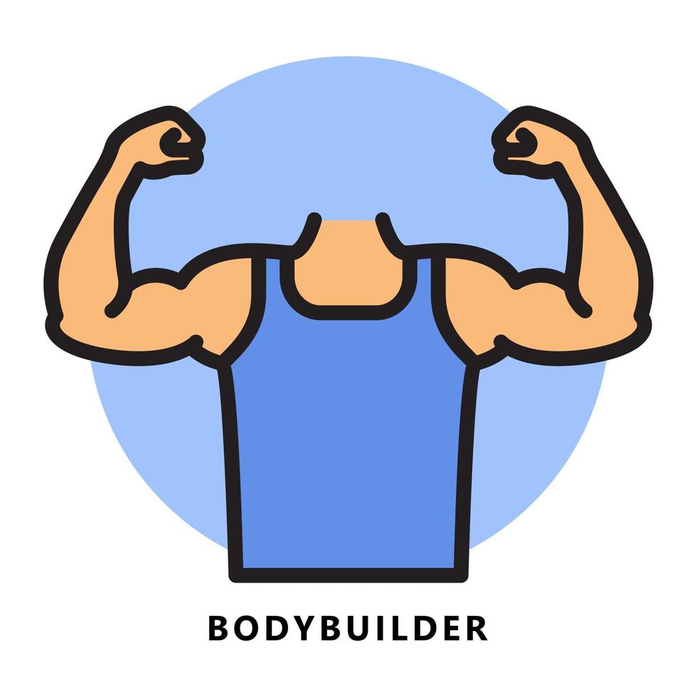 Bodybuilder Icon Cartoon. Muscle Arm Symbol Vector