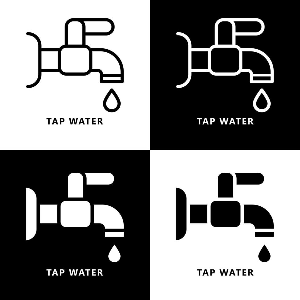 Faucet and Sink Icon Cartoon. Tap Water Symbol Vector Logo