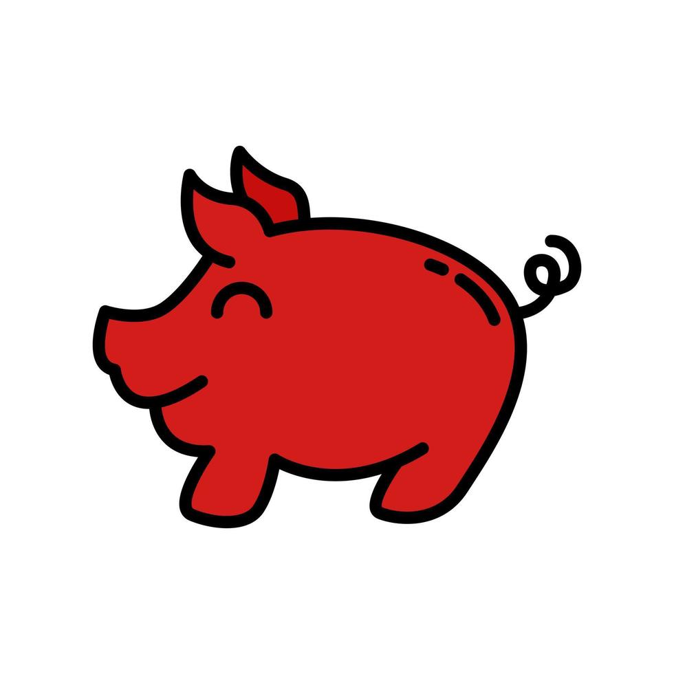 Pig Animal Icon Symbol Illustration. Piggy Character Mascot Logo. Pork and Bacon Design Vector