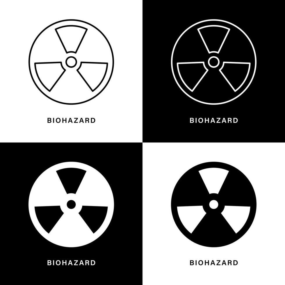 Biohazard Icon Cartoon. Danger and Radioactive Symbol Vector Logo