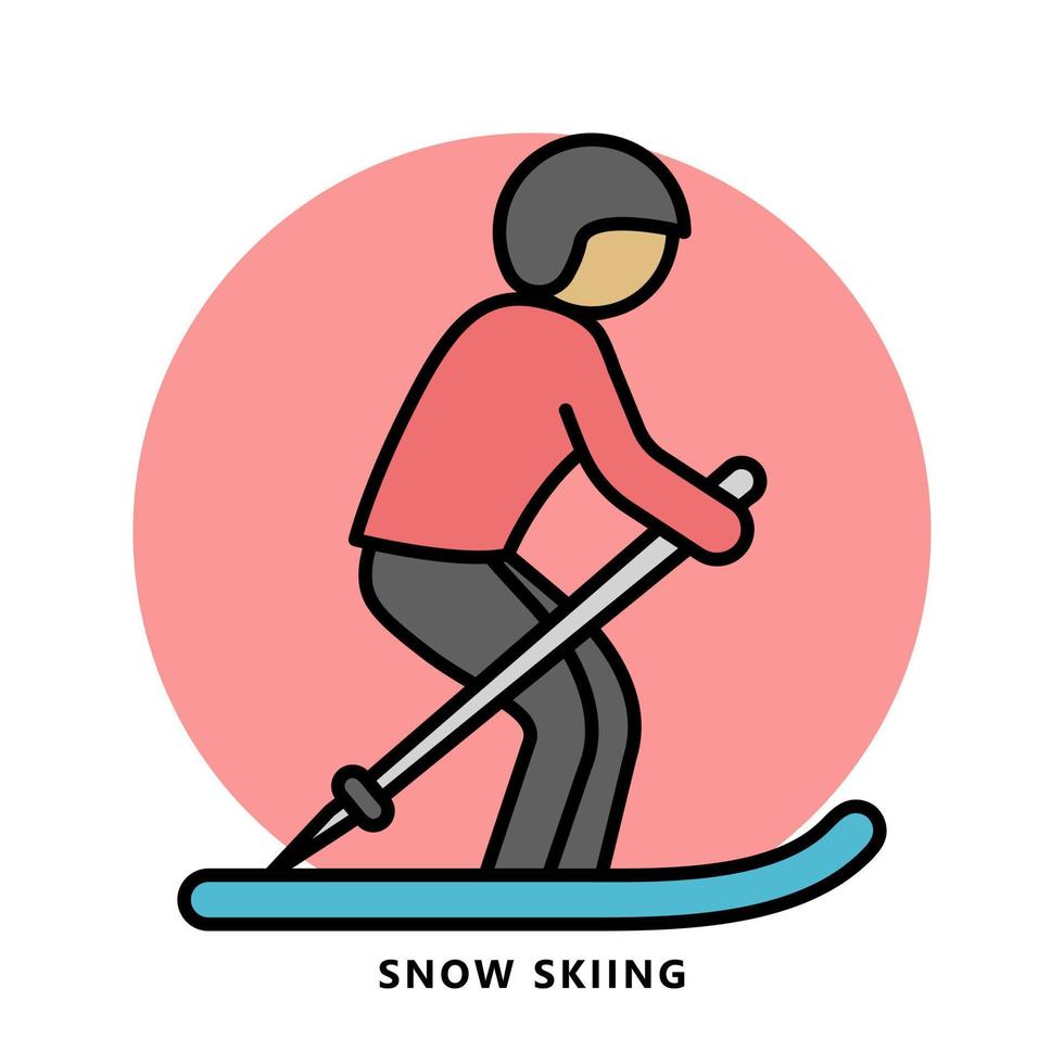 Snow Skiing Winter Sport Icon Symbol. Snowboarding Vector Illustration