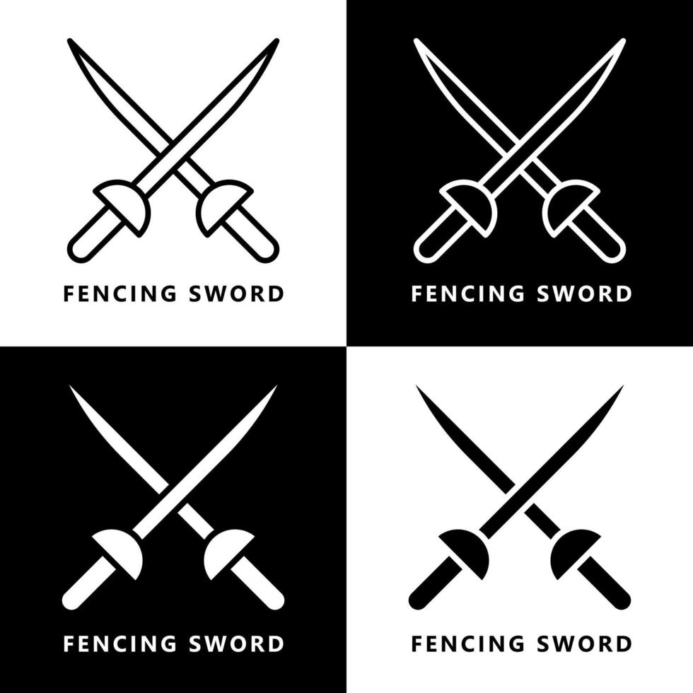 Fencing Sword Icon Cartoon. Fight Sword Symbol Vector Logo