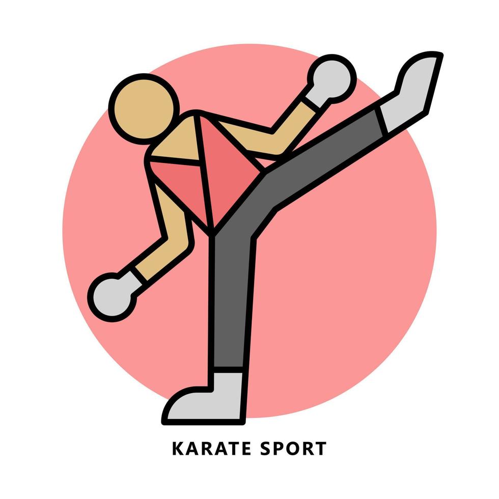 símbolo de icono de deporte de karate. Ilustración de vector de entrenamiento de taekwondo