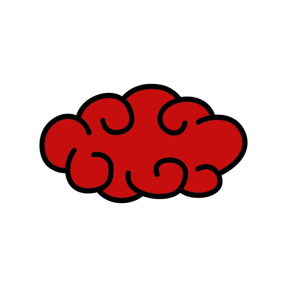 Red Clouds Icon Symbol Illustration. Chinese Mascot Logo. Traditional Lunar New Year Culture Design Vector