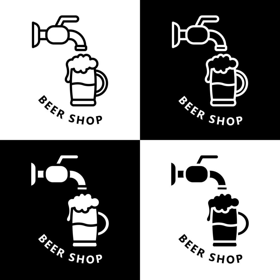 Filling Beer in Mug and Cup Icon Cartoon. Keg Beer Alcohol Vector Logo