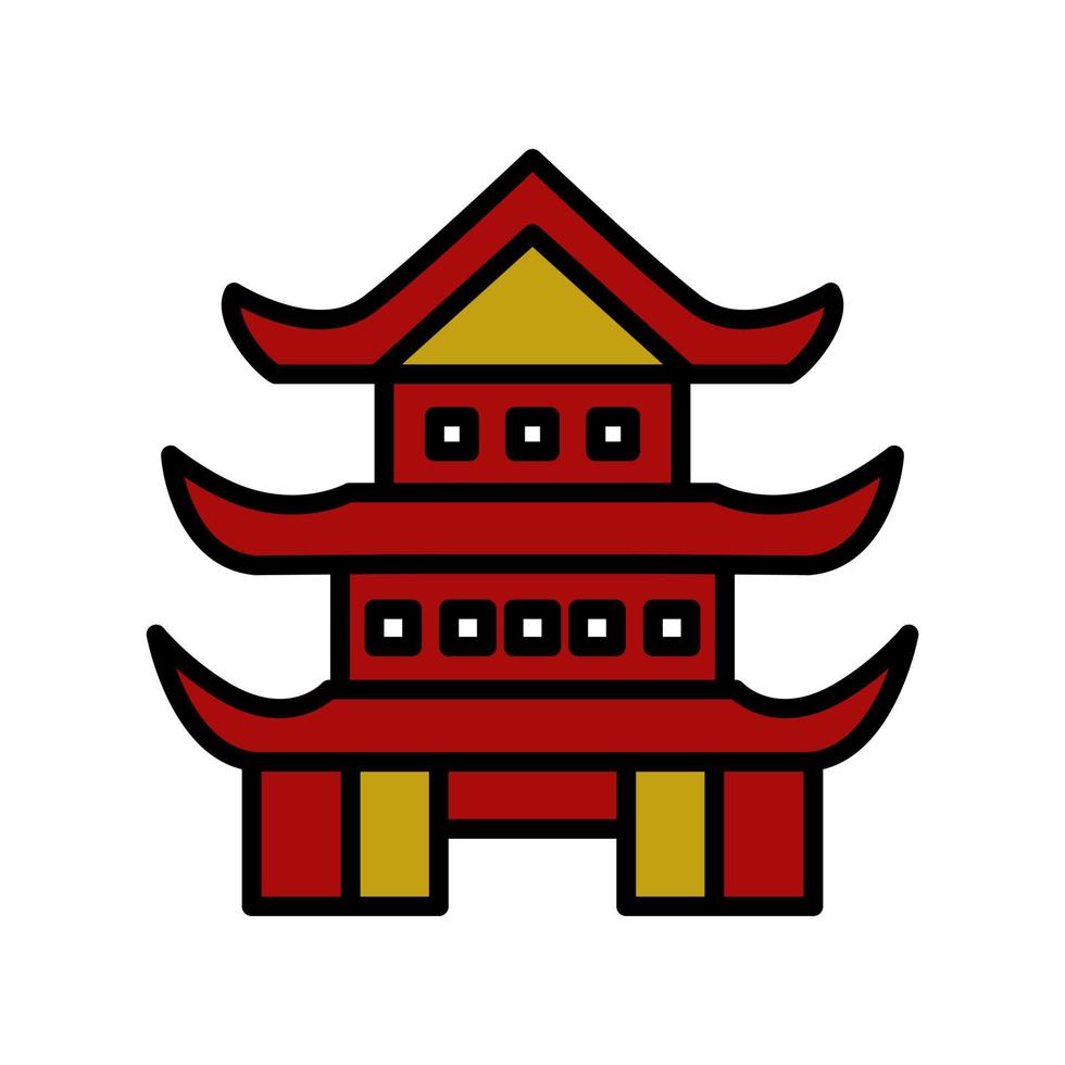 Chinese House Icon Symbol Illustration. Traditional Building Logo Vector