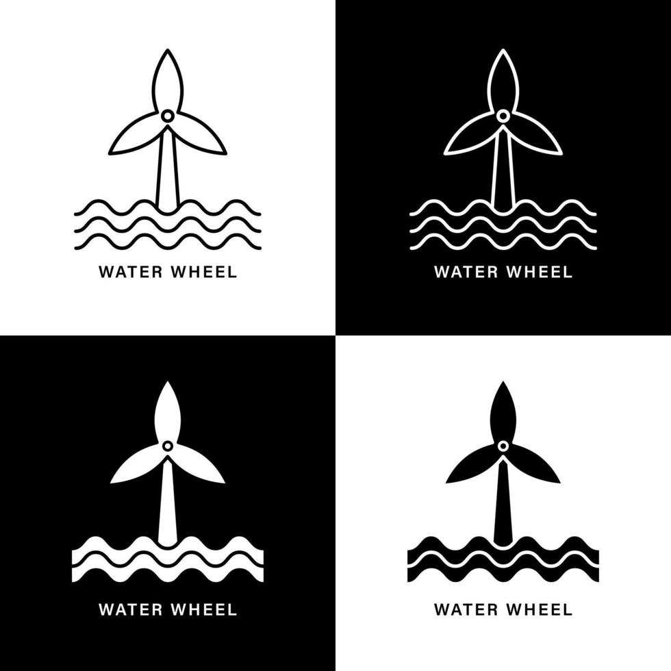 Wheel Water Icon Cartoon. Nature Power Symbol Vector Logo