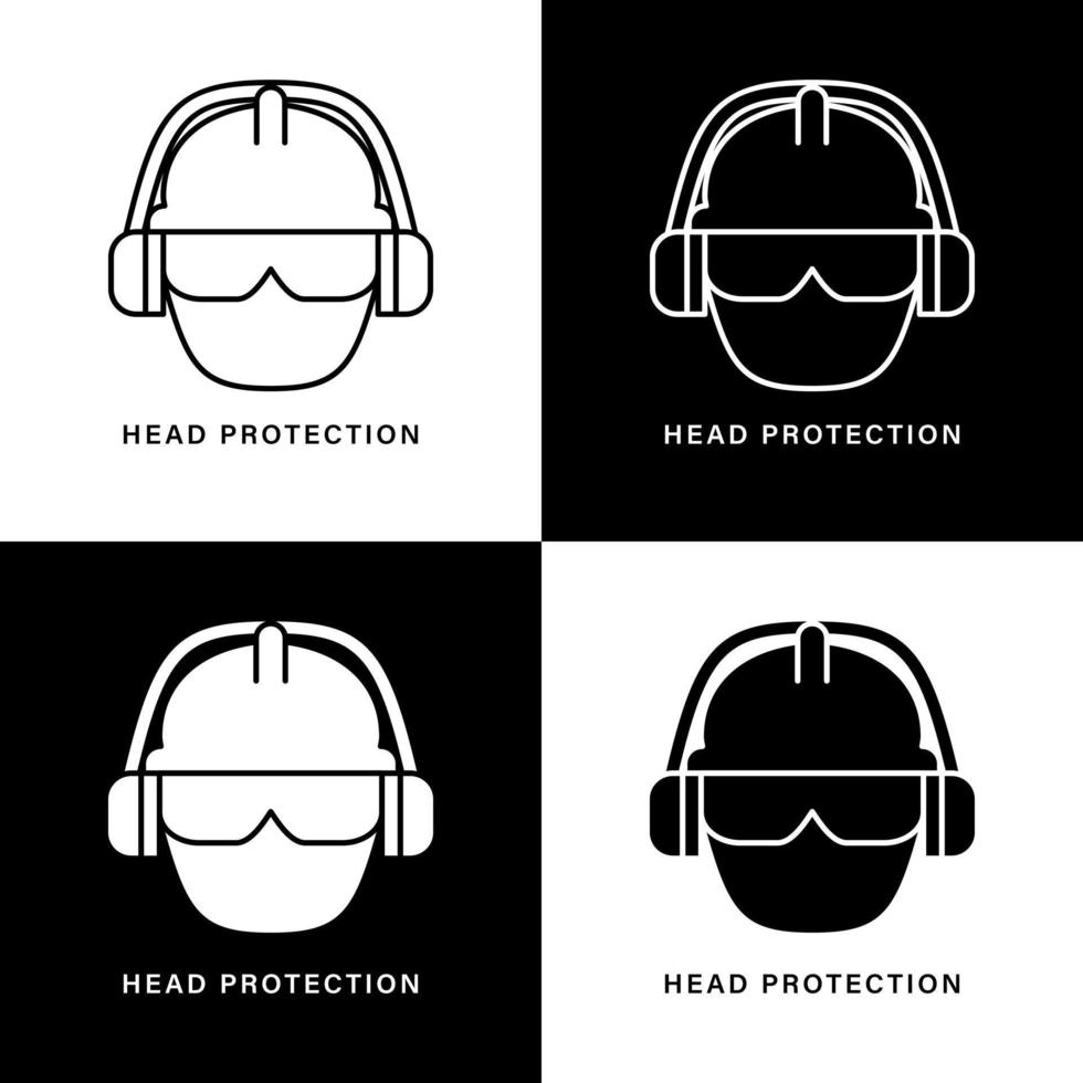 dibujos animados de icono de protección de la cabeza. logotipo de vector de símbolo de construcción e ingeniería