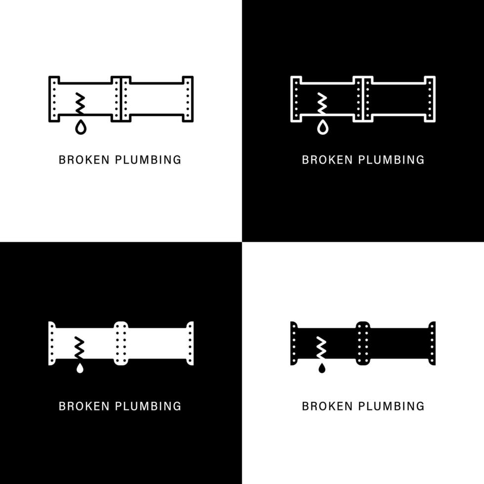 caricatura de icono de plomería rota. logotipo de vector de símbolo de fuga de tubería