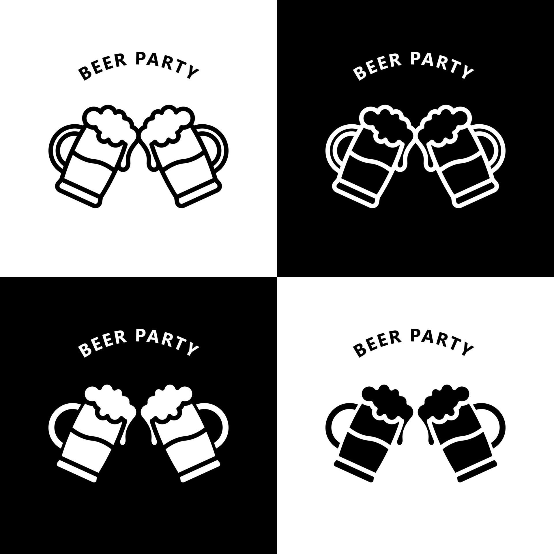 Beer Party Icon Cartoon. Alcohol Drinks Cheers Celebration Symbol ...