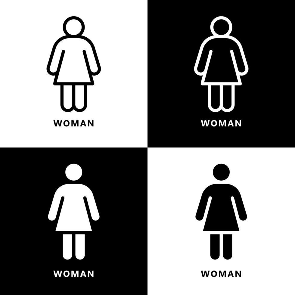 Woman Sign Icon Cartoon. Female Toilet Symbol Vector Logo