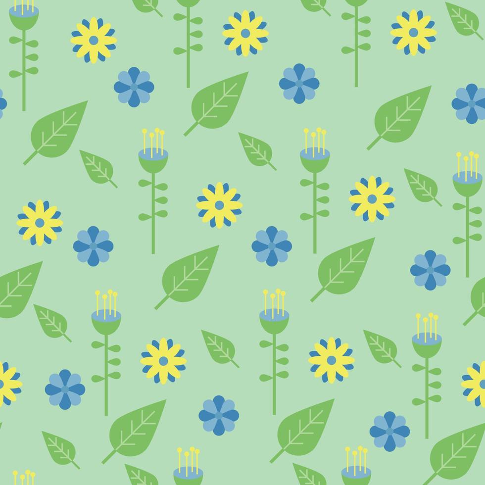 Green Floral Seamless Pattern vector