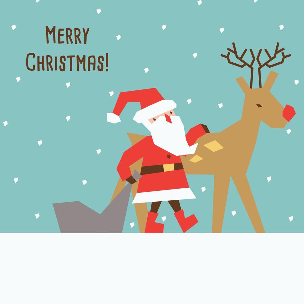 Santa and Reindeer Greeting Card vector