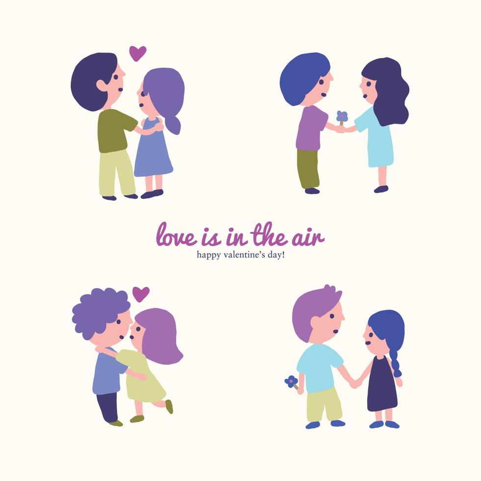 Lovely Couples Set of Doodles vector