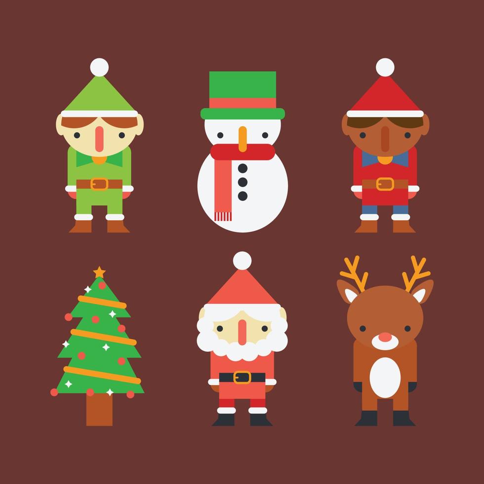 Flat Christmas Characters vector