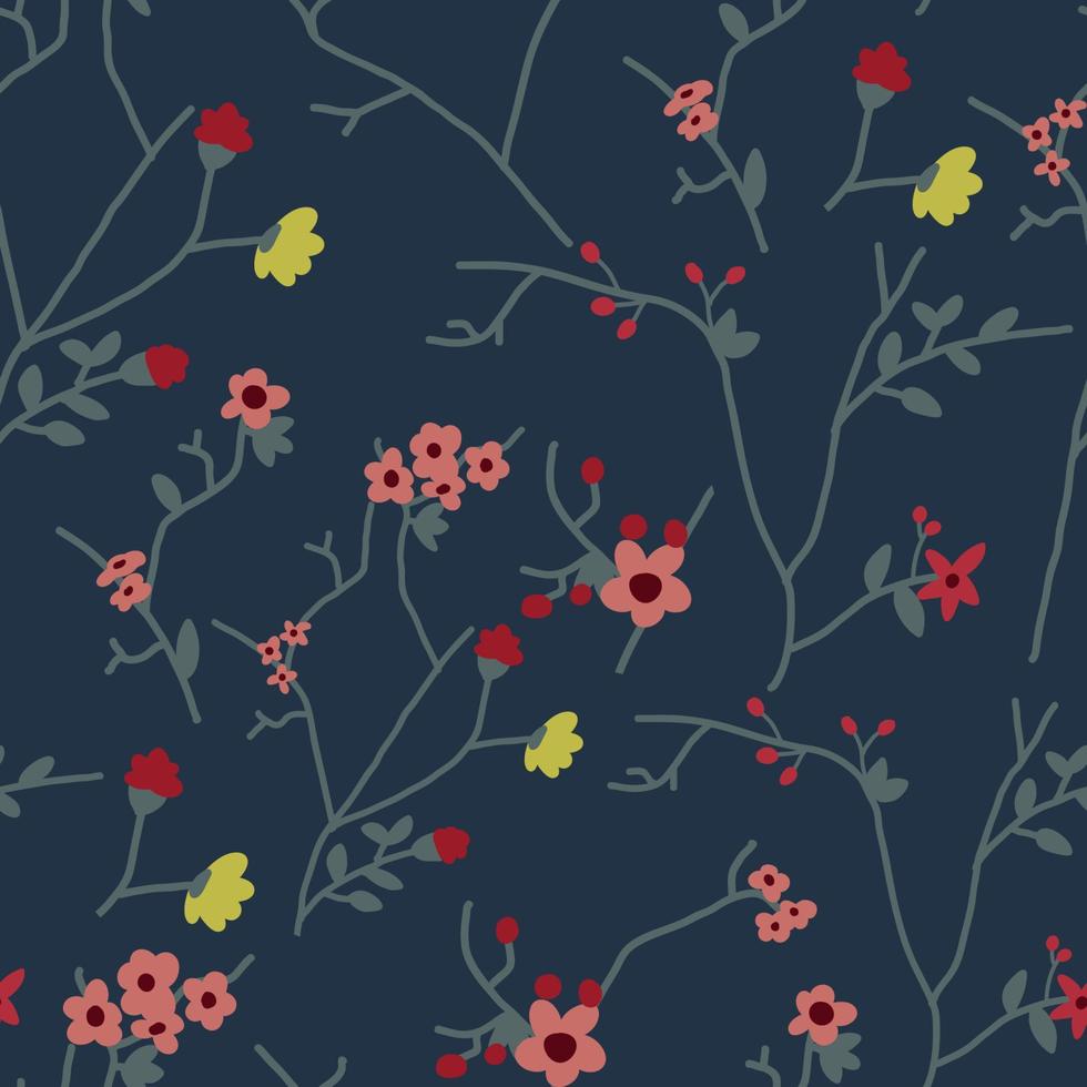 Dark Floral Seamless Pattern vector