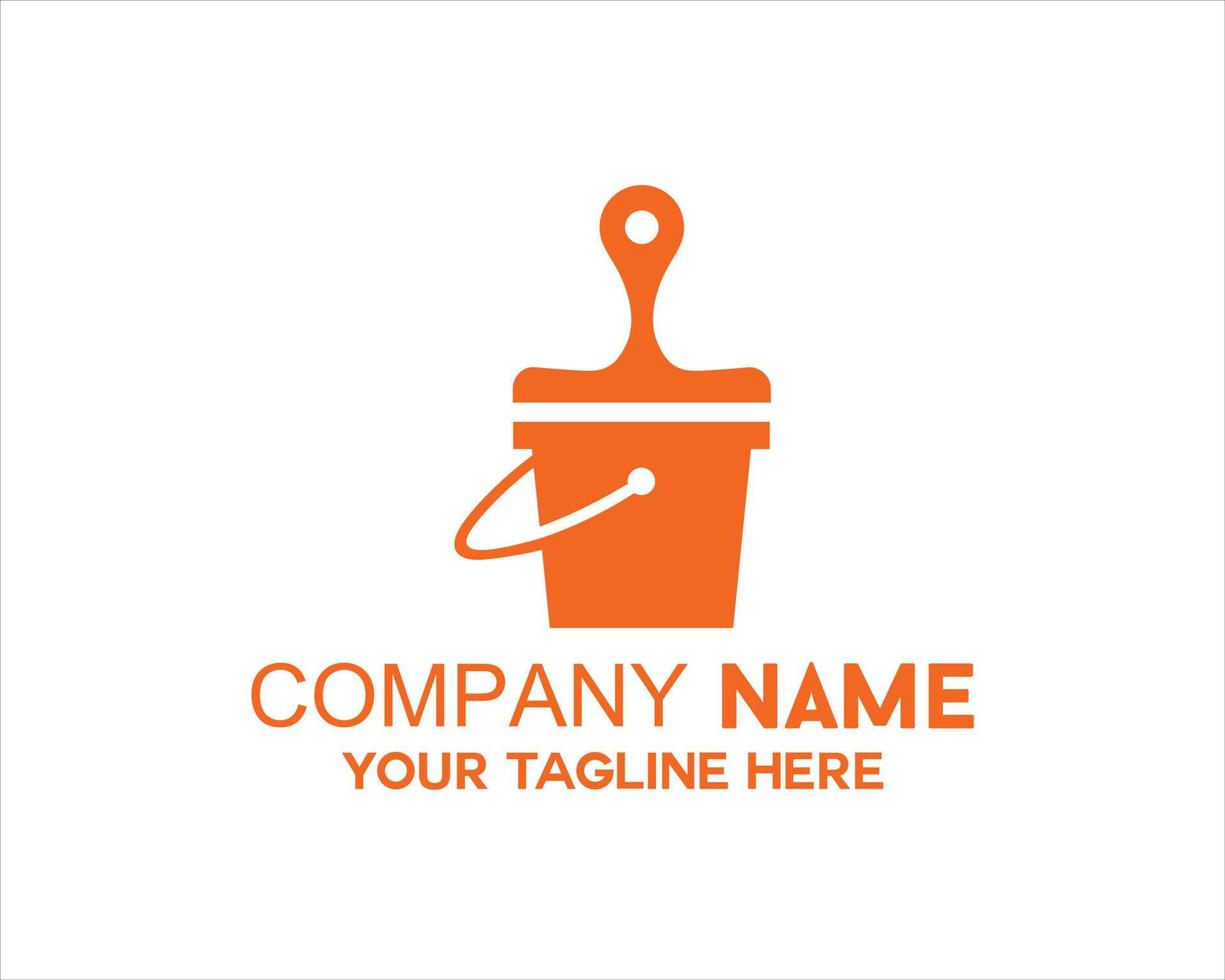 simple orange paint can logo vector