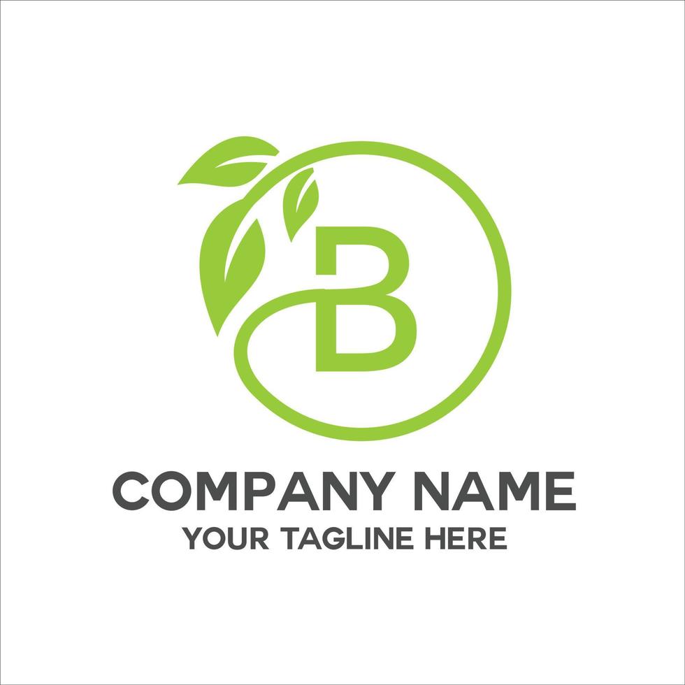 letter B with green leaves vector