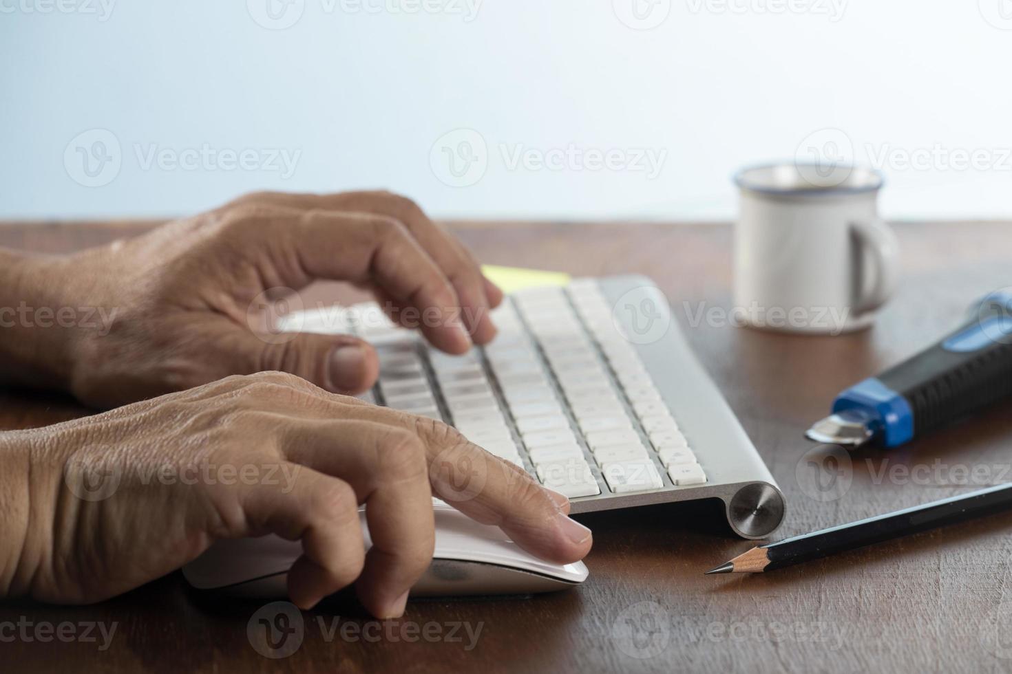 Business man using computer. photo