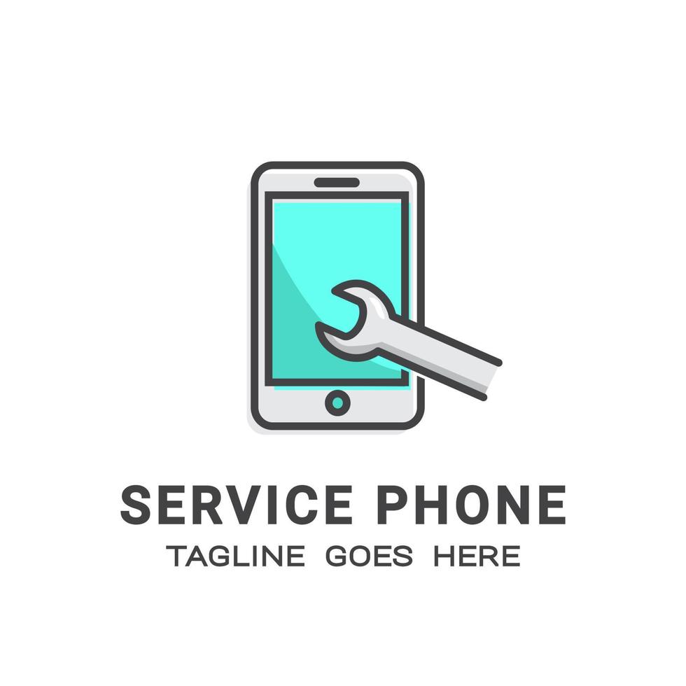 illustration smartphone service template logo. vector