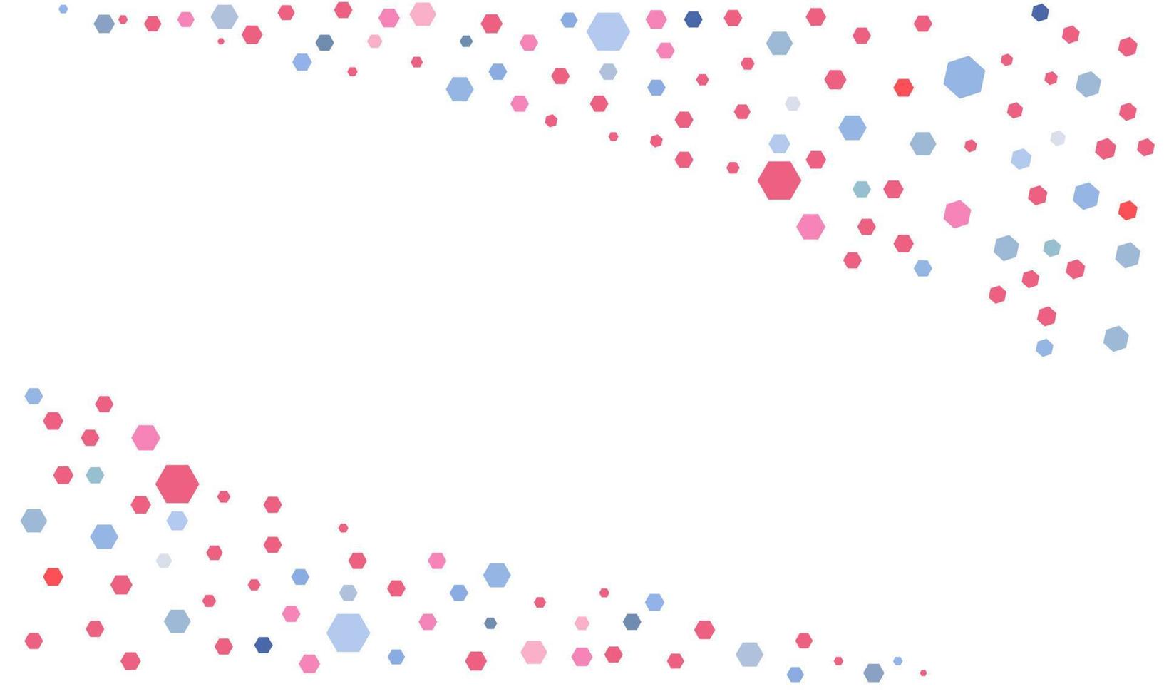 fondo vectorial de estrellas hexagonales, cuentas rosas y azules dispersas. vector