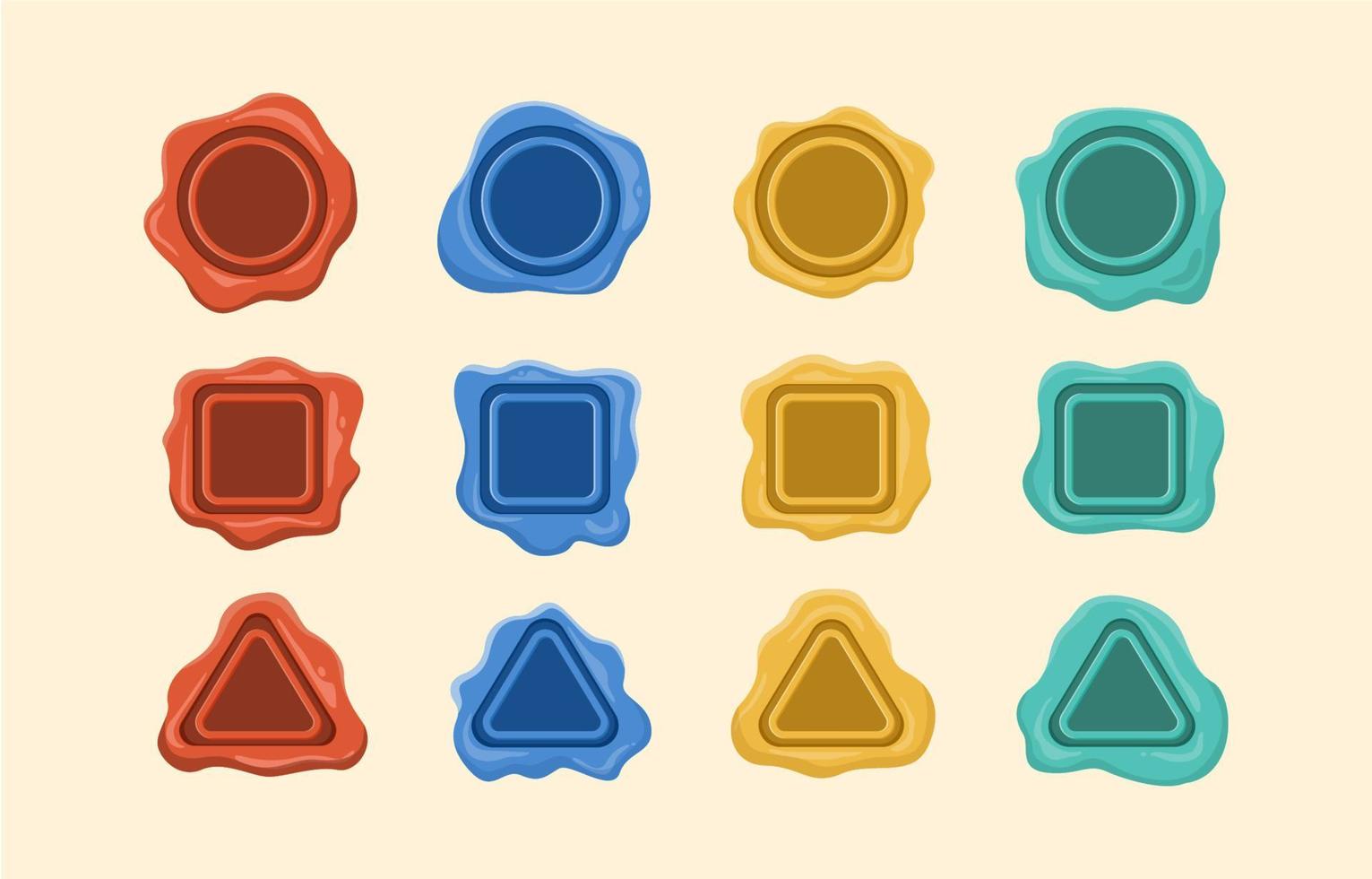 Cute Wax Stamp Seal Icon Set vector
