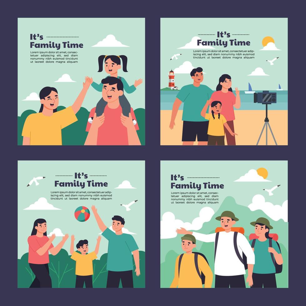 Family Time Social Media Template vector