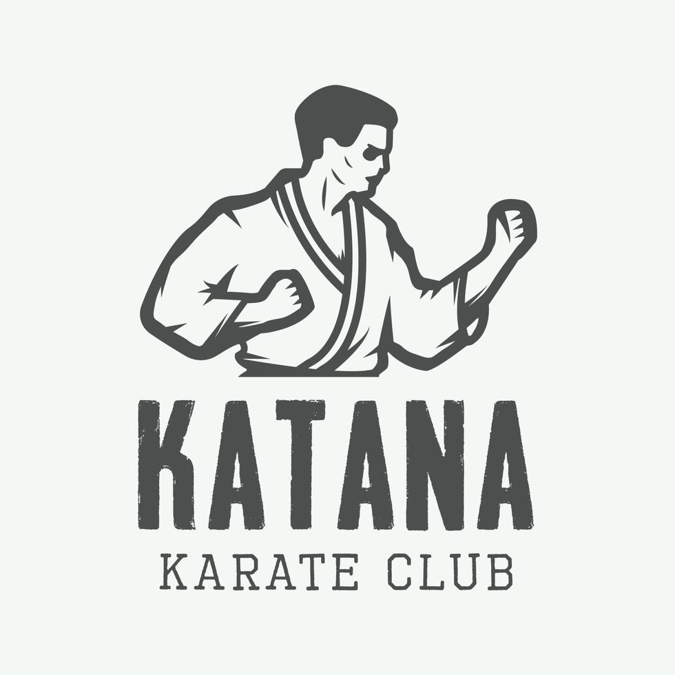 logotipo, emblema, insignia, etiqueta y elementos de diseño de karate o artes marciales vintage. ilustración vectorial vector