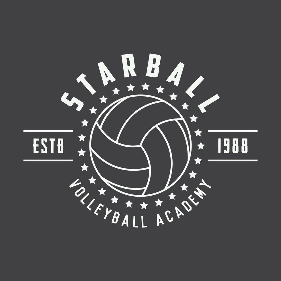 Vintage volleyball label, emblem or logo. Vector illustration