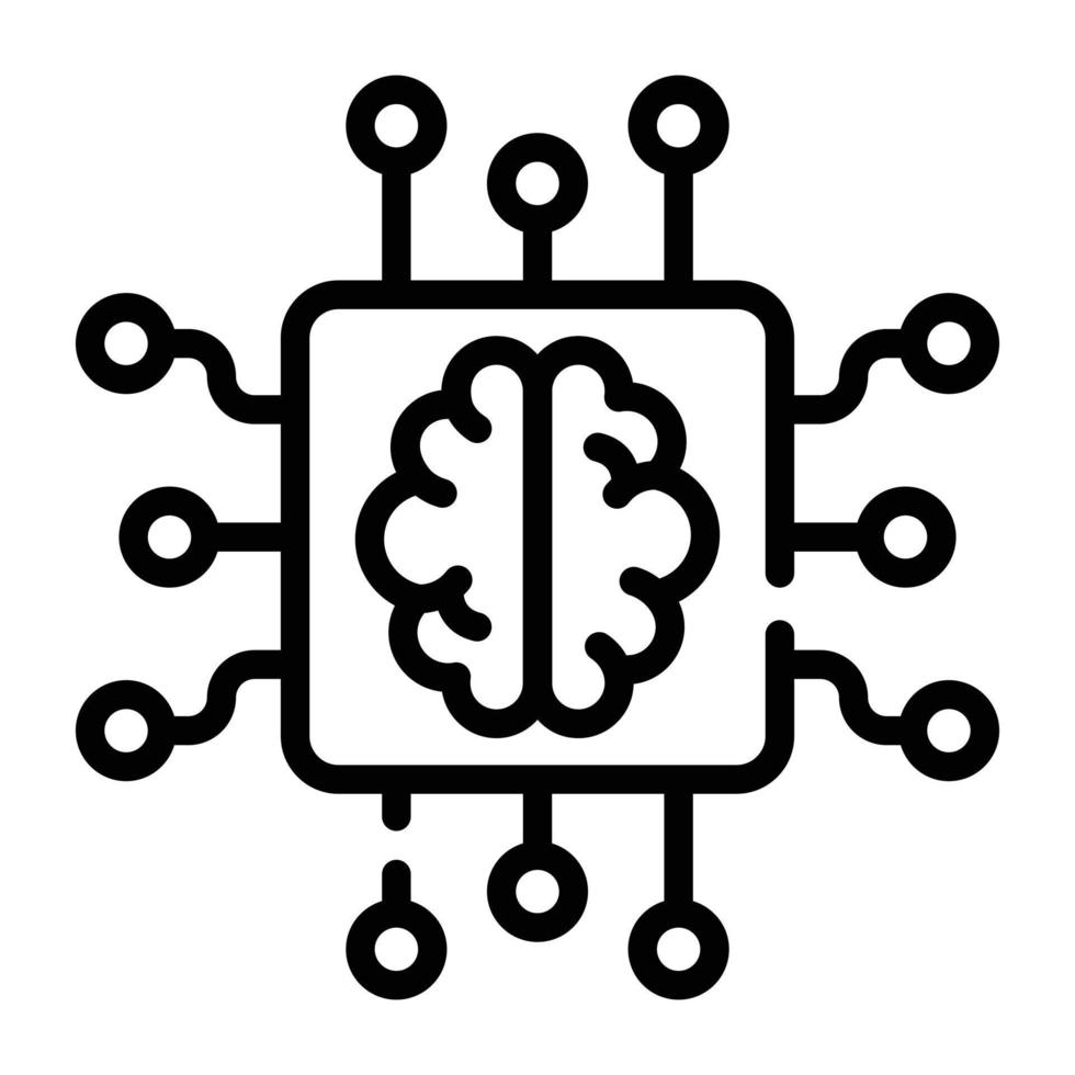 A linear icon design of ai mind vector