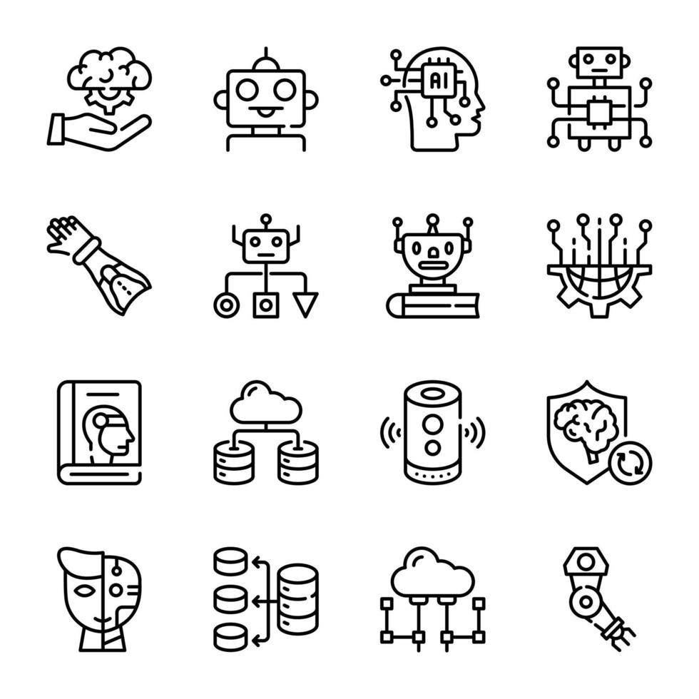 Bundle of Futuristic Outline Icons vector