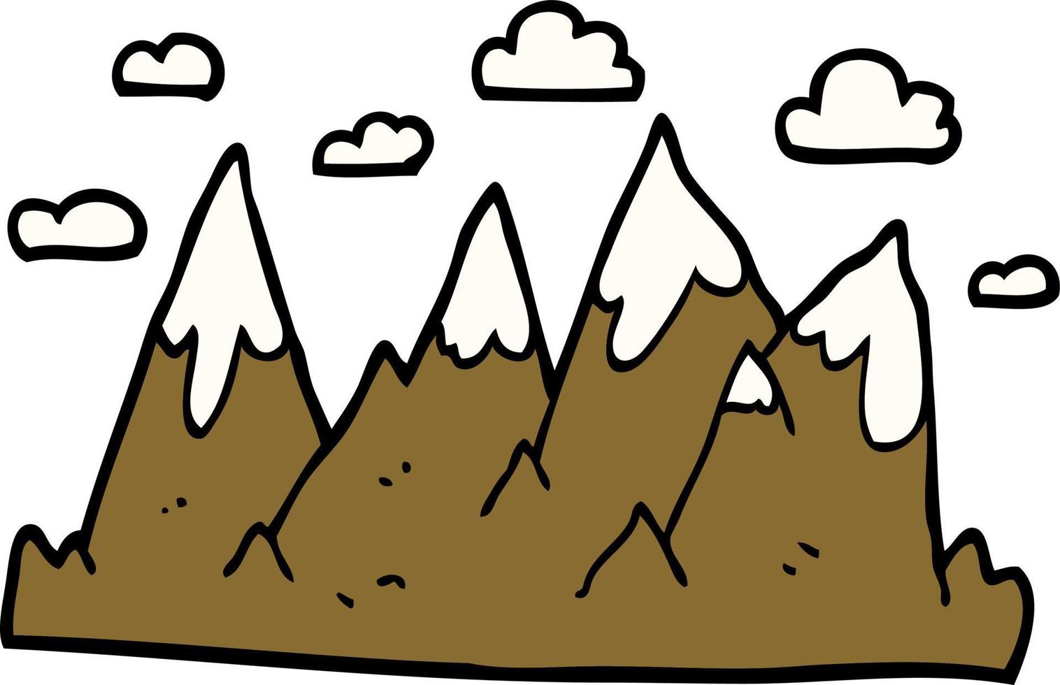 cartoon doodle mountain range vector