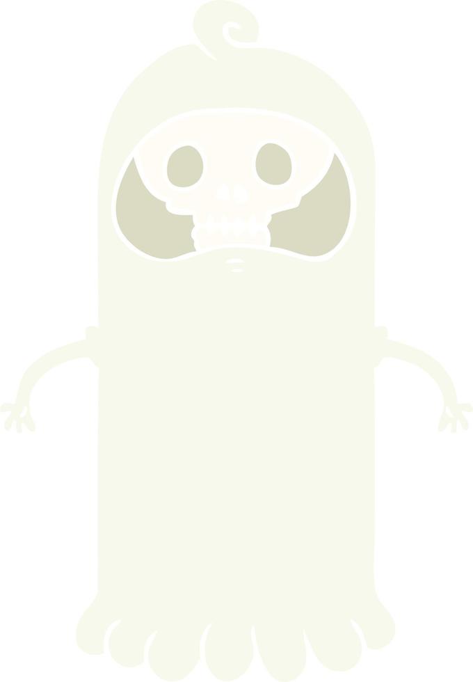 flat color style cartoon spooky skull ghost vector