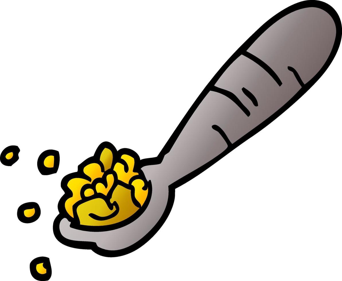 cartoon doodle spoon of cereal vector