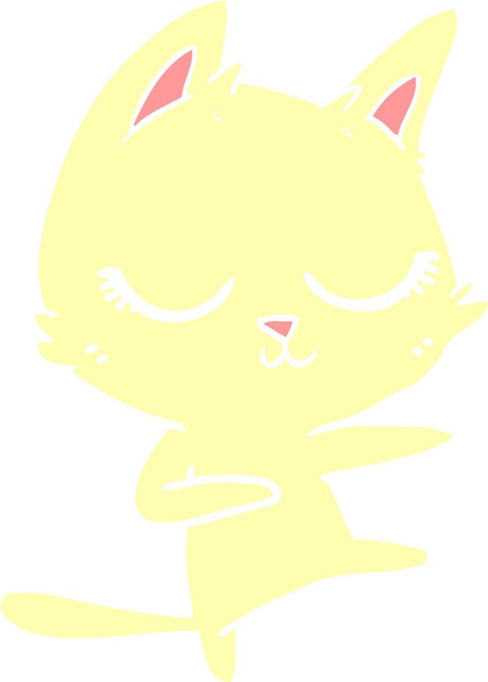 calm flat color style cartoon cat vector