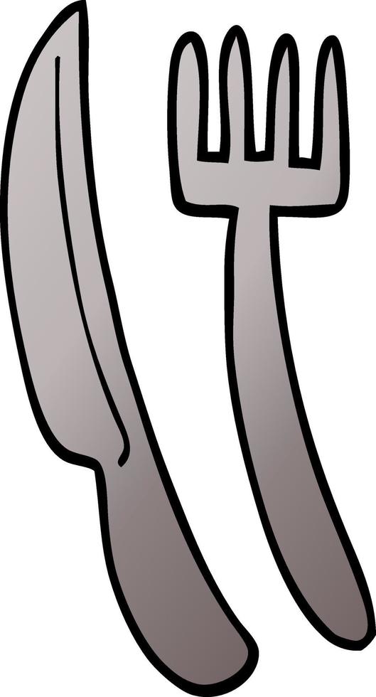 cartoon doodle knife and fork vector
